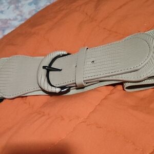 Beige Textured Belt Stretch